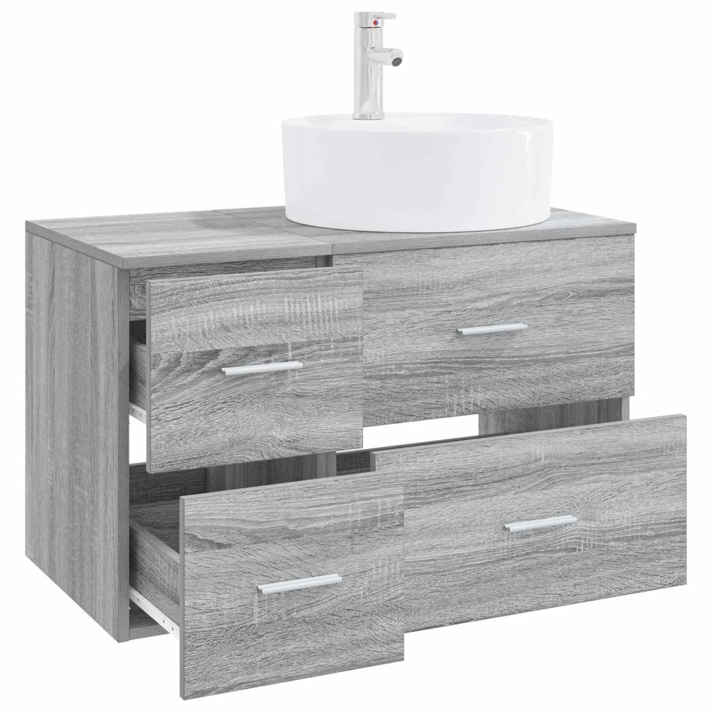 Set di mobili per il bagno 2 pz Sonoma grigio 3403989