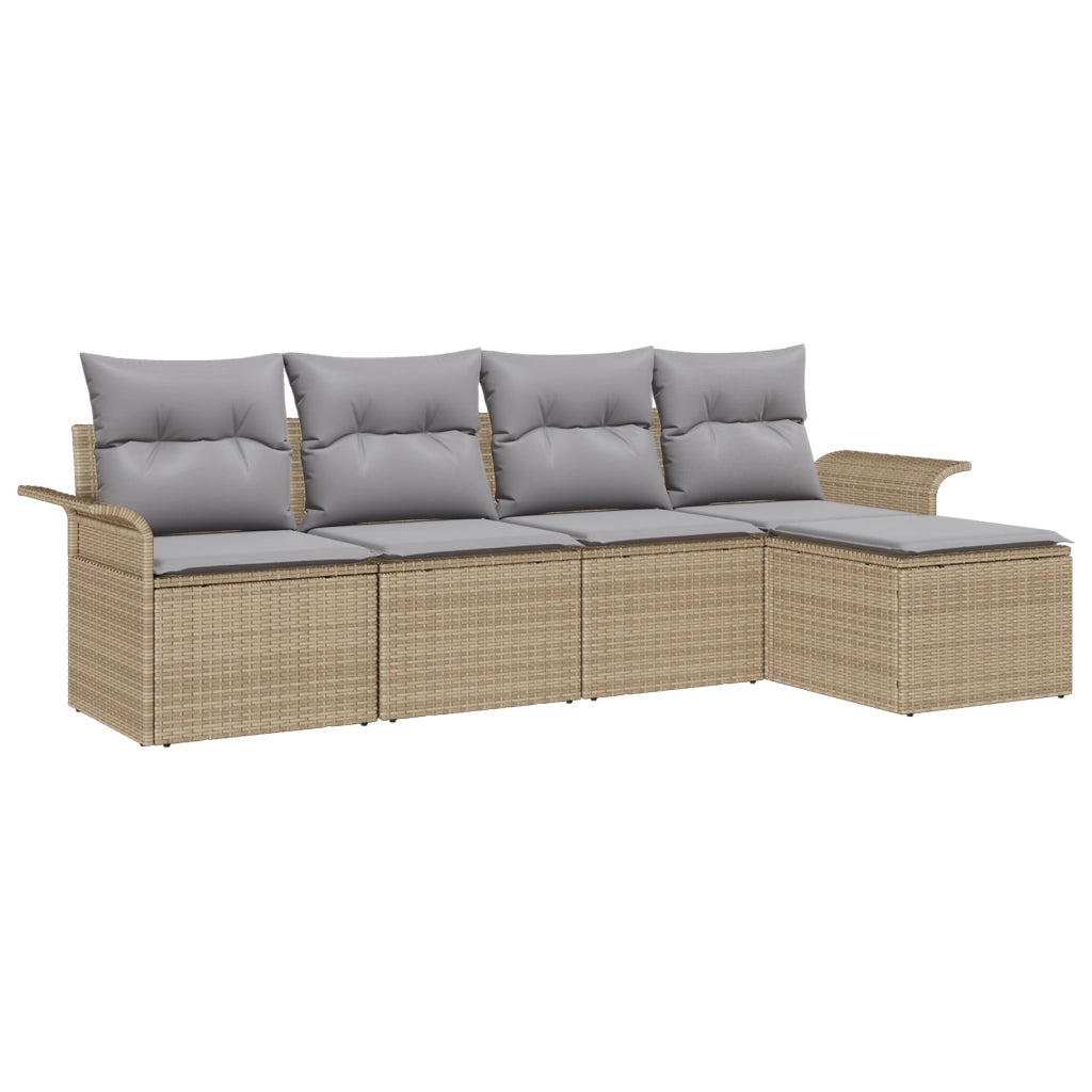 Set di divani da giardino da 5 pezzi con cuscini - Beige in polyrattan