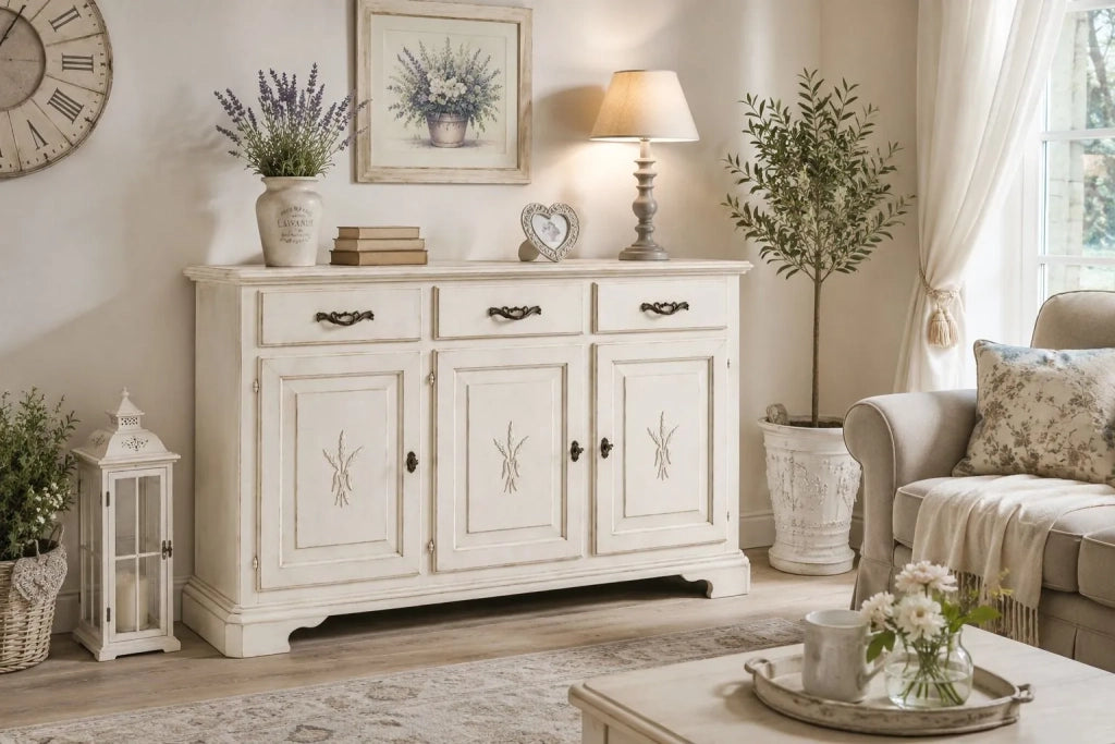 Madia credenza shabby chic 3 ante in legno arte povera 163x49x98 - Mobili 2G
