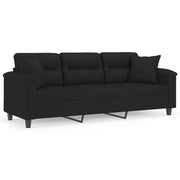 Divano a 3 Posti con Cuscini Nero 180 cm Tessuto Microfibracod mxl 75202