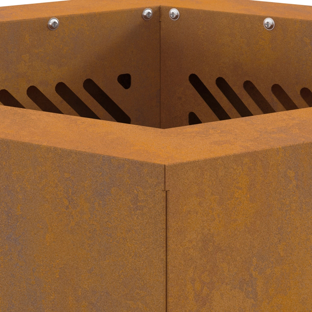 Braciere Senza Fumi Esagonale 38x38x51 cm Acciaio Invecchiato