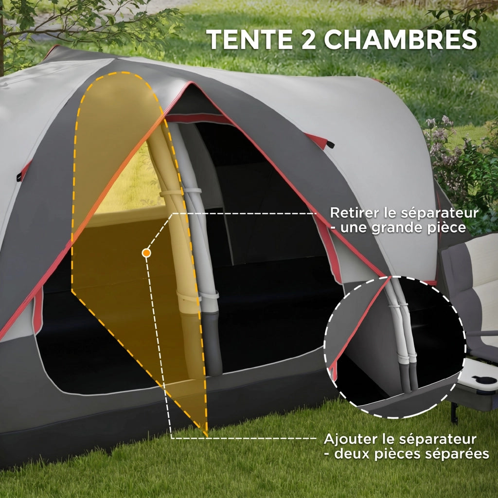 Tenda da Campeggio Familiare 6-8 Persone ¨C Xylo ¨C Poliestere Grigio Scuro con Zanzariera