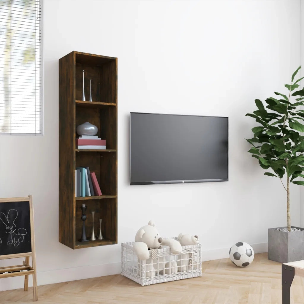 Libreria-Mobile TV Rovere Fumo 143x30x36cm in Legno Multistrato