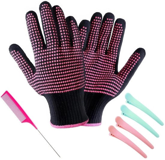 Manica per capelli resistente al calore - Manica per capelli per parruccia - Punta antiscivolo con nodi in silicone - morbida e respirabile - inclusa la maniglia e la spazzola per capelli
