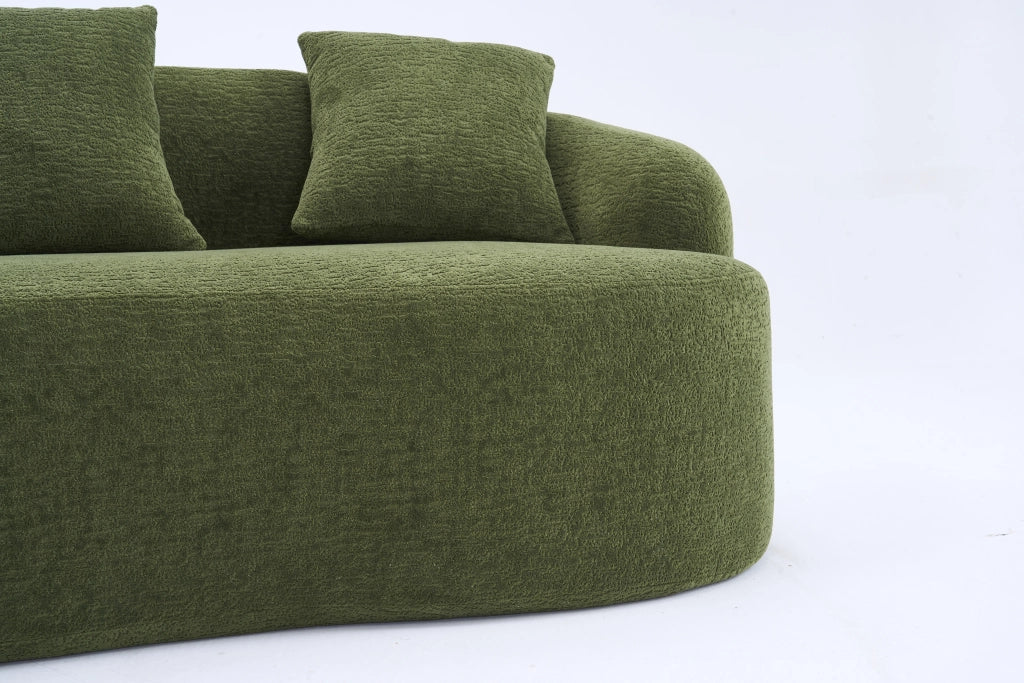 Divano modulare angolare curvo con chaise longue sinistra in chenille verde senza attrezzi 243 × 150 × 67 cm
