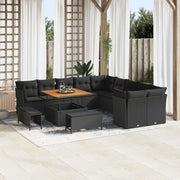 Set Divano da Giardino con cuscino 13 pcs Nero polyrattan 3363484