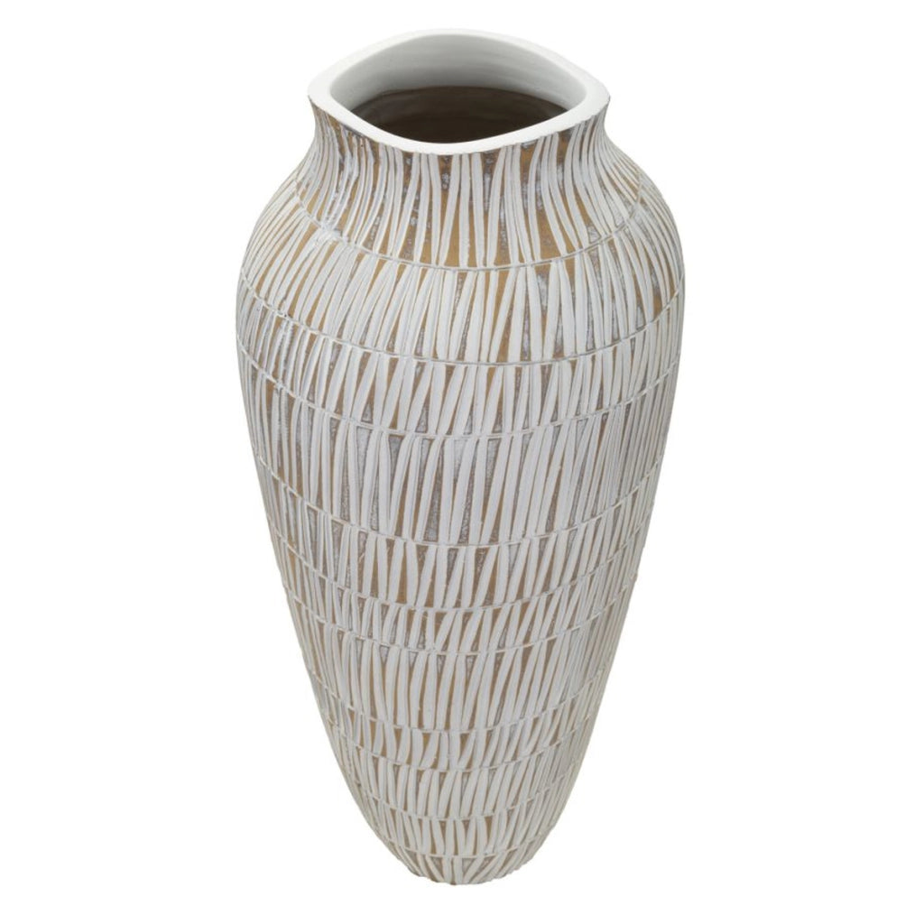 Vaso Decorativo VKH666, Bianco, Poliresina, 23x23x50 cm