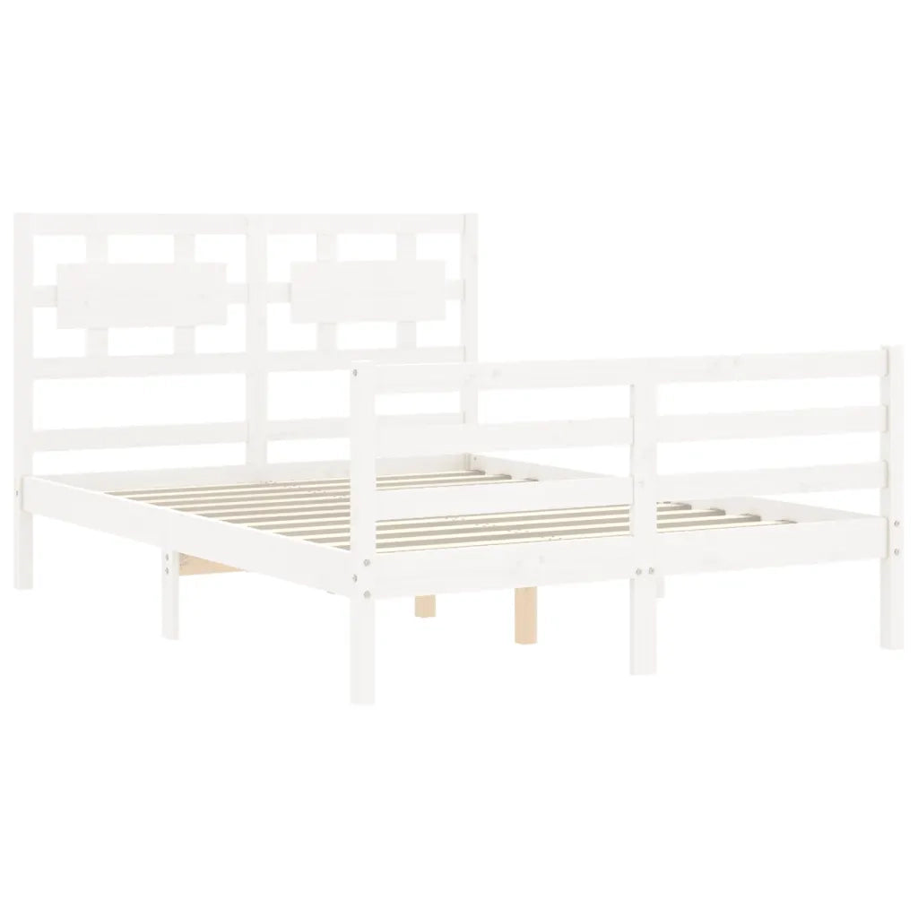 Giroletto con Testiera-Struttura Letto con testiera Bianco 120x200 cm in Legno Massello 613405