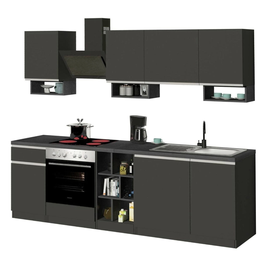 Cucinino Attimis, Cucina un Cassetto, Elettrodomestici non inclusi, Made in Italy, Grigio Ardesia