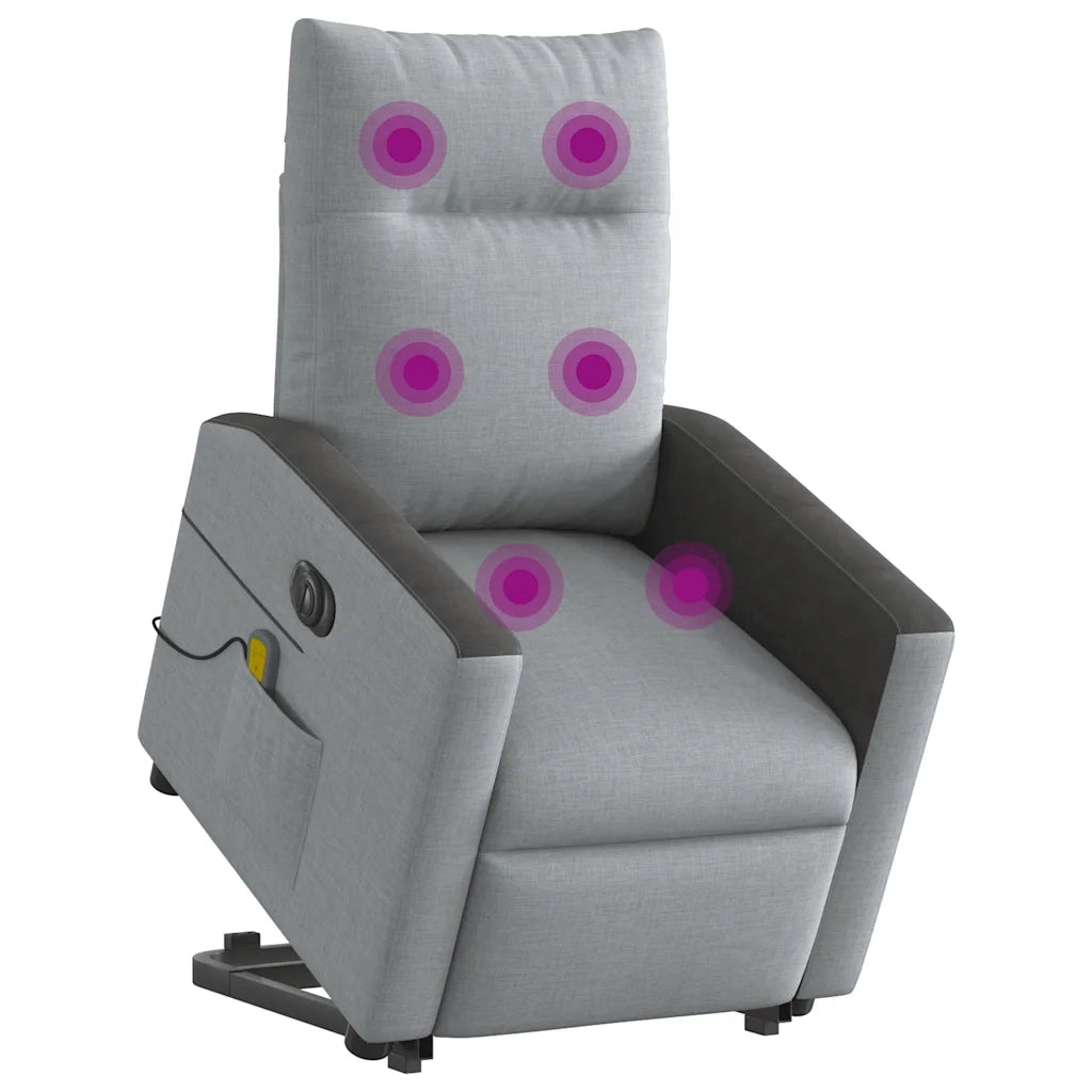 Poltrona Alzapersona Massaggi Elettrica Grigio Chiaro Tessuto 3324073