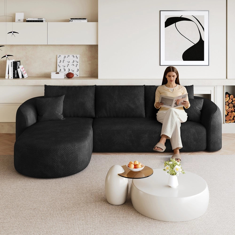 Divano angolare modulare ¨C Minimal ¨C nero velluto 266cm