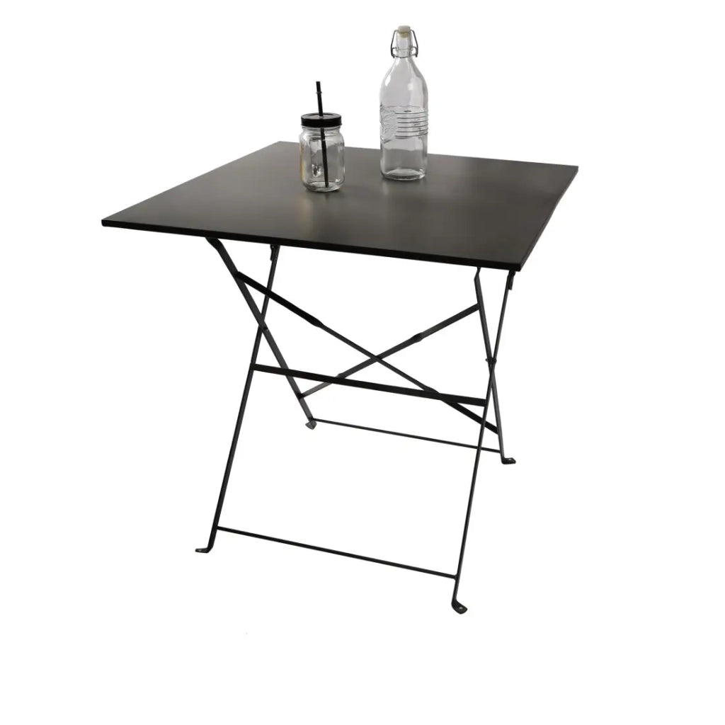 Tavolo da giardino quadrato pieghevole – 70x70x70 cm – Metallo grigio – Pratico e resistente