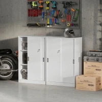 Armadietto da Ufficio a 3 Ripiani con 2 Chiavi di Sicurezza, in Truciolato, 80x40x120 cm, Bianco