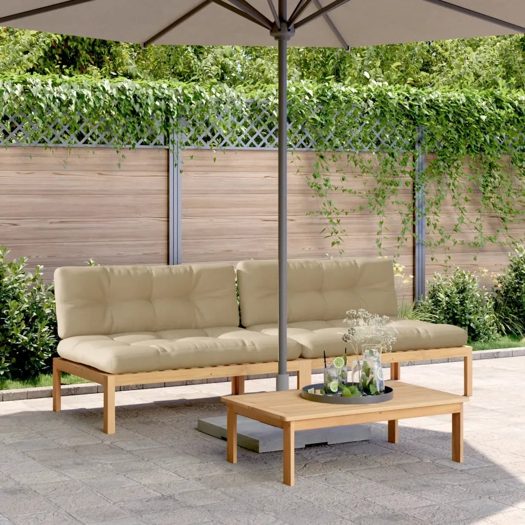Divani Centrali Pallet Giardino 2pz con Cuscini Massello Acacia 3209357