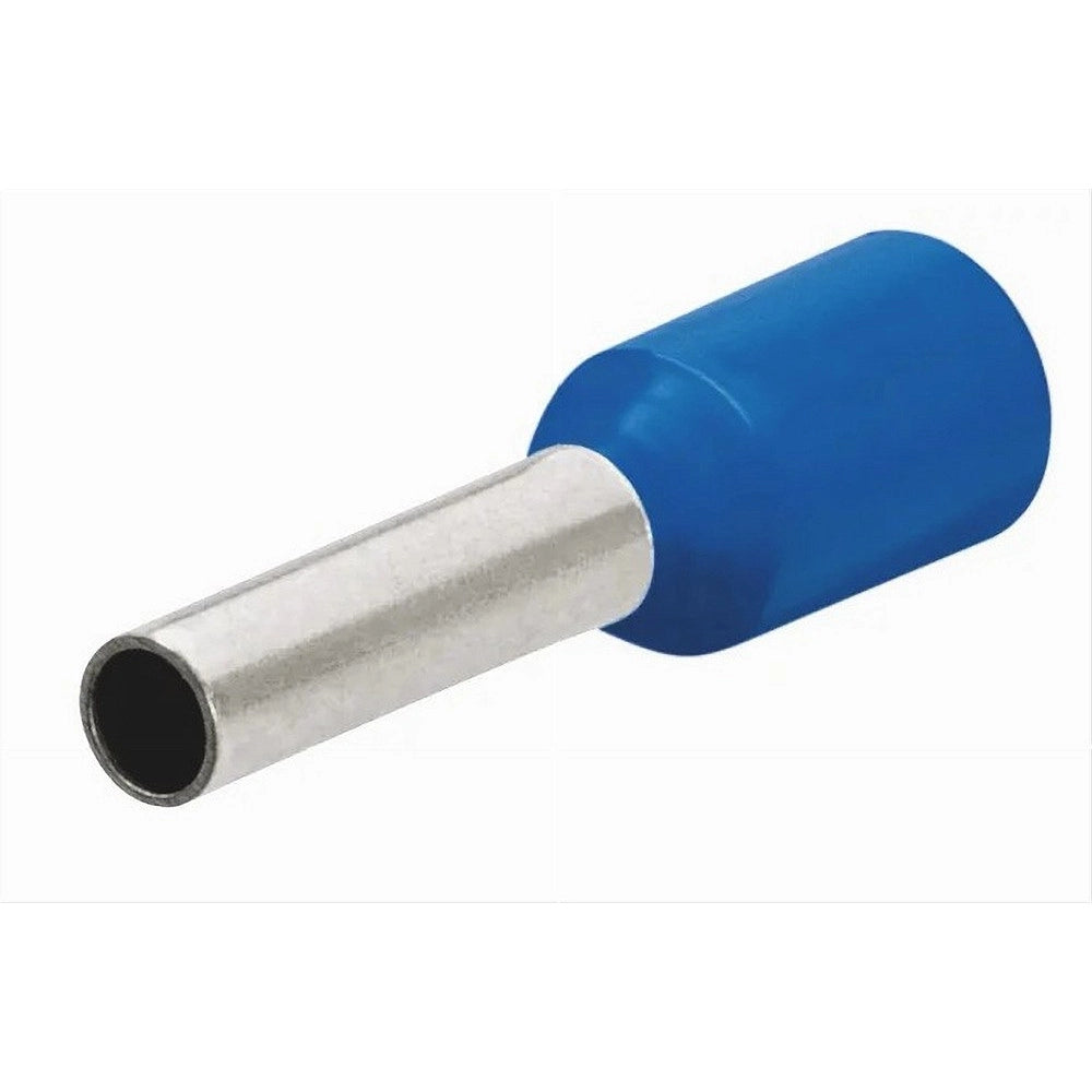 Trade Shop - Confezione 100 Pz Tubetto Capicorda Isolato Per Cavi 16mm² Terminale 12mm E16-12 - Blu