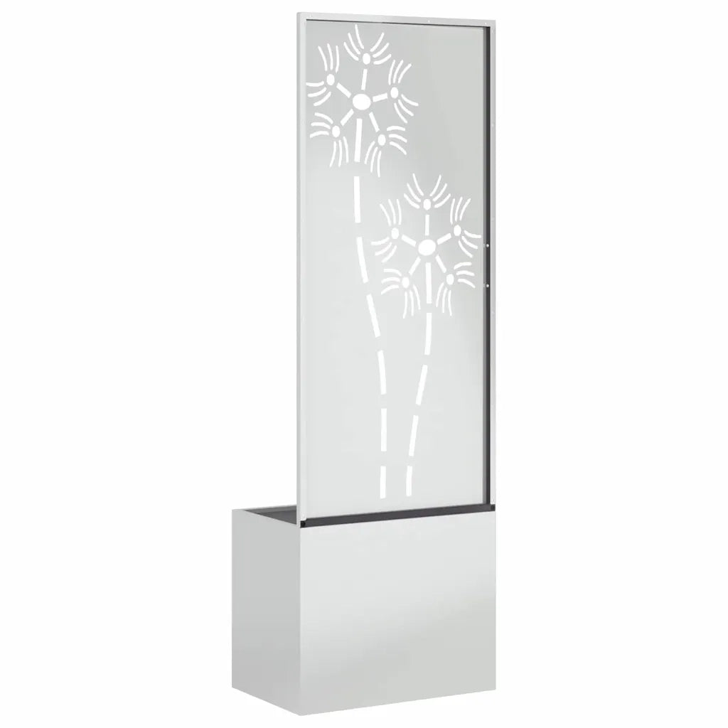 vidaXL Vaso da Giardino con Pannello Decorativo Argento 50 x 140 cm