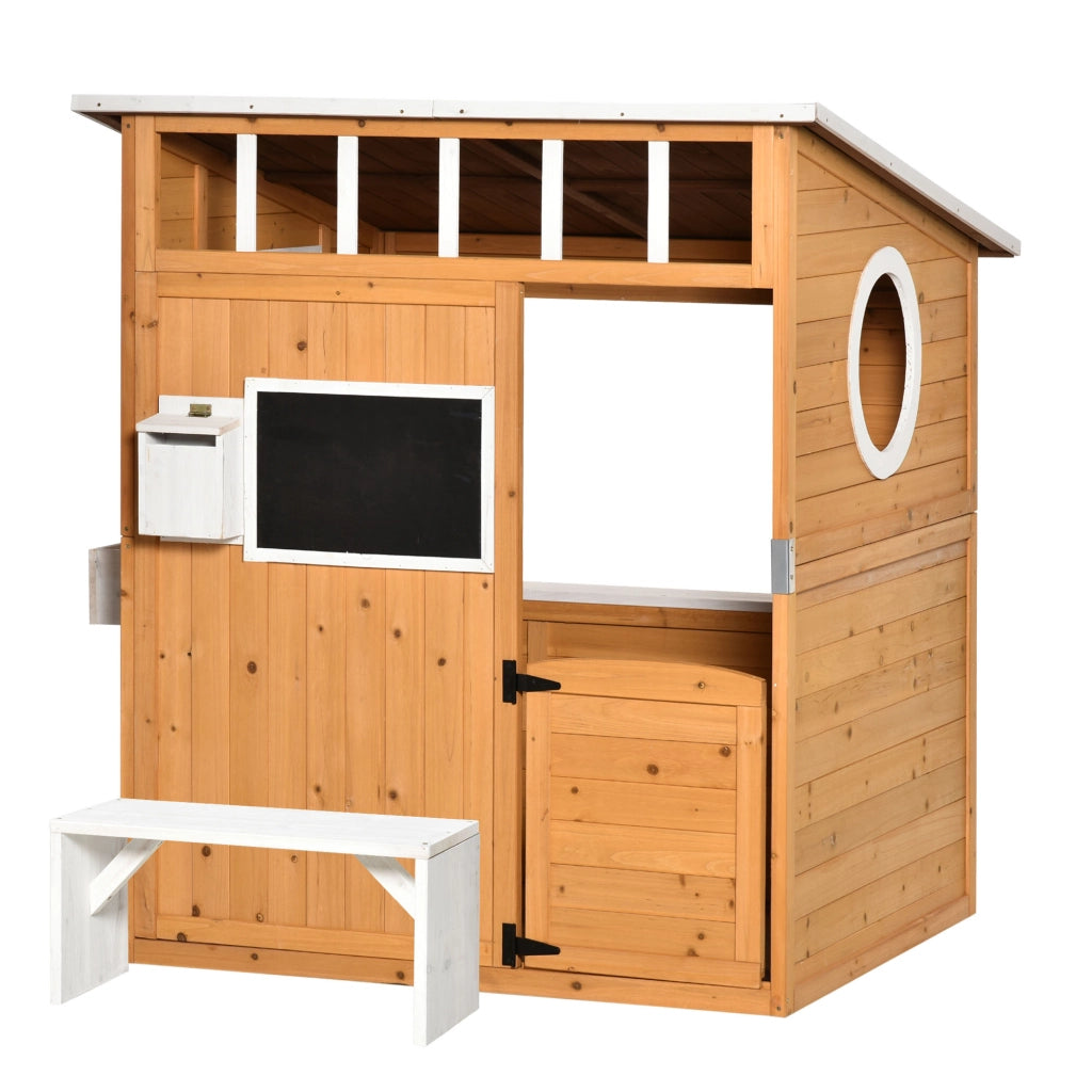 Casetta in legno per bambini con cassetta delle lettere e fioriera ¨C zephmum ¨C Naturale