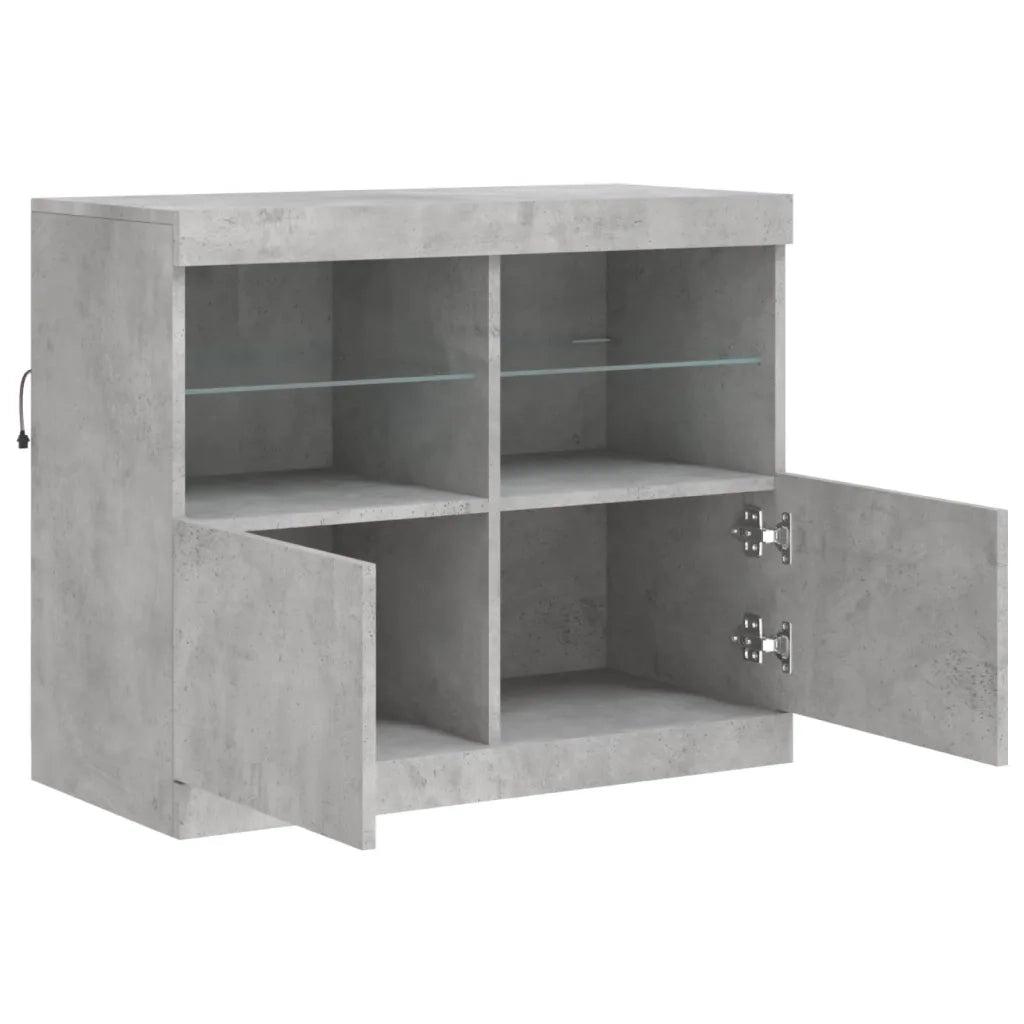 Credenza | Madia | Buffet da pranzo | Armadio da pranzo con Luci LED Grigio Cemento 81x37x67 cm