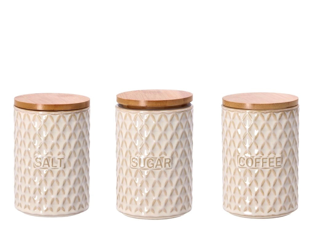 1 Pezzo Barattolo da Cucina in Ceramica Tappo in Legno 15 x 10 cm 3 Decori