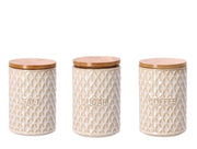 1 Pezzo Barattolo da Cucina in Ceramica Tappo in Legno 15 x 10 cm 3 Decori