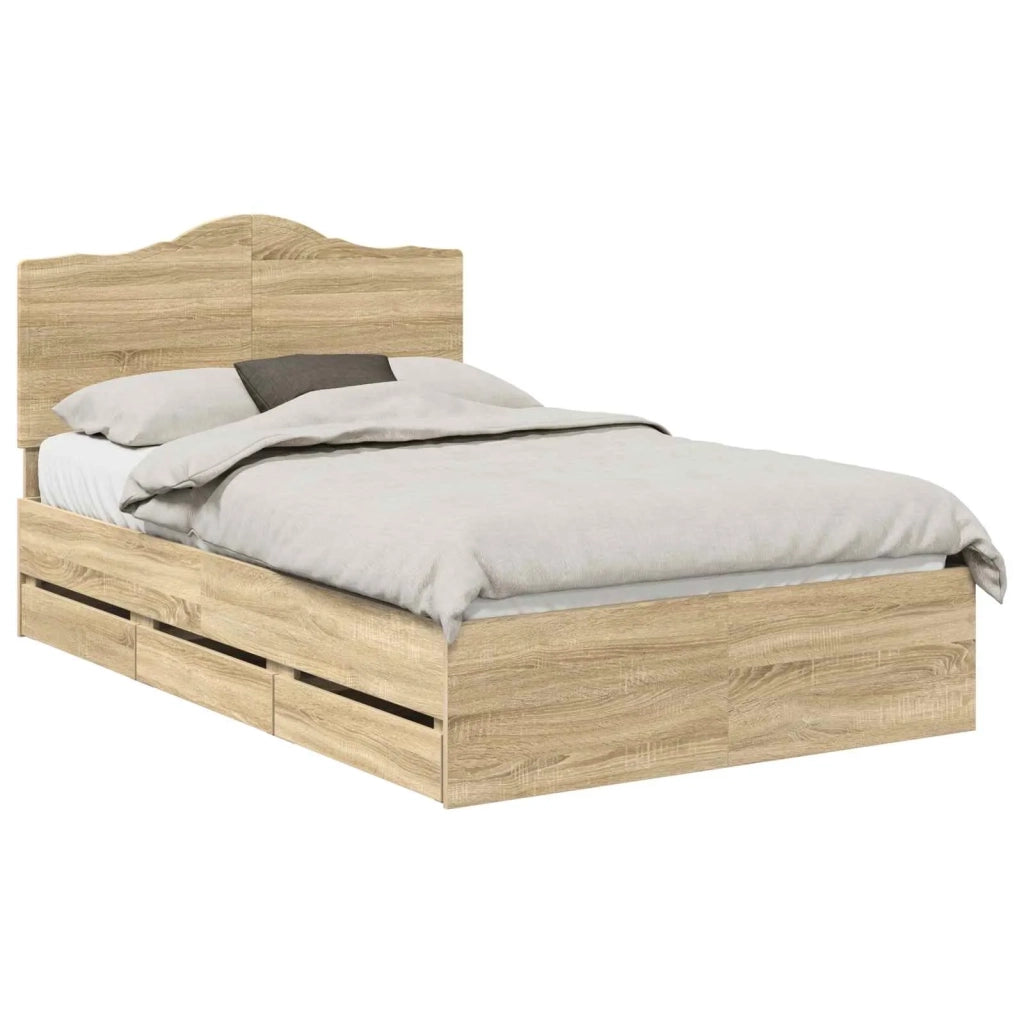 Struttura del letto con cassetto Rovere Sonoma 120 x 190 cm