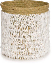 Cestino a mano #2 - Cestino decorativo con conchiglie - Esteticamente naturale - 34cm x 34cm x 40cm