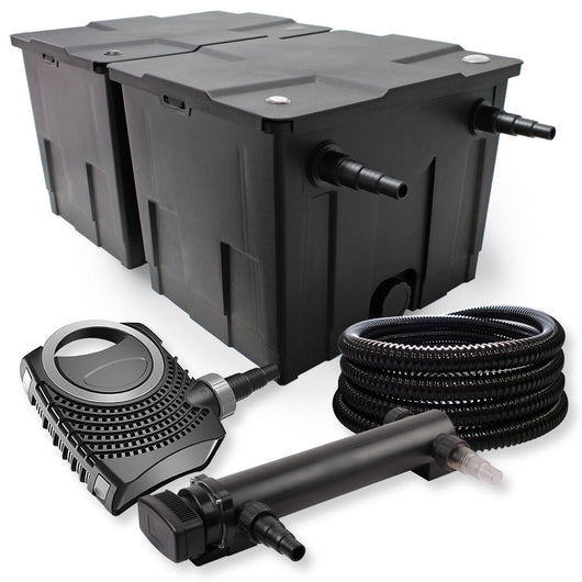 Set Filtro a 2 camere 60000l Chiarificatore UVC 24W 3ª serie Pompa NEO7000 50W Tubo