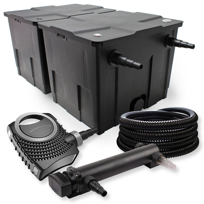 Set Filtro a 2 camere 60000l Chiarificatore UVC 24W 3ª serie Pompa NEO7000 50W Tubo