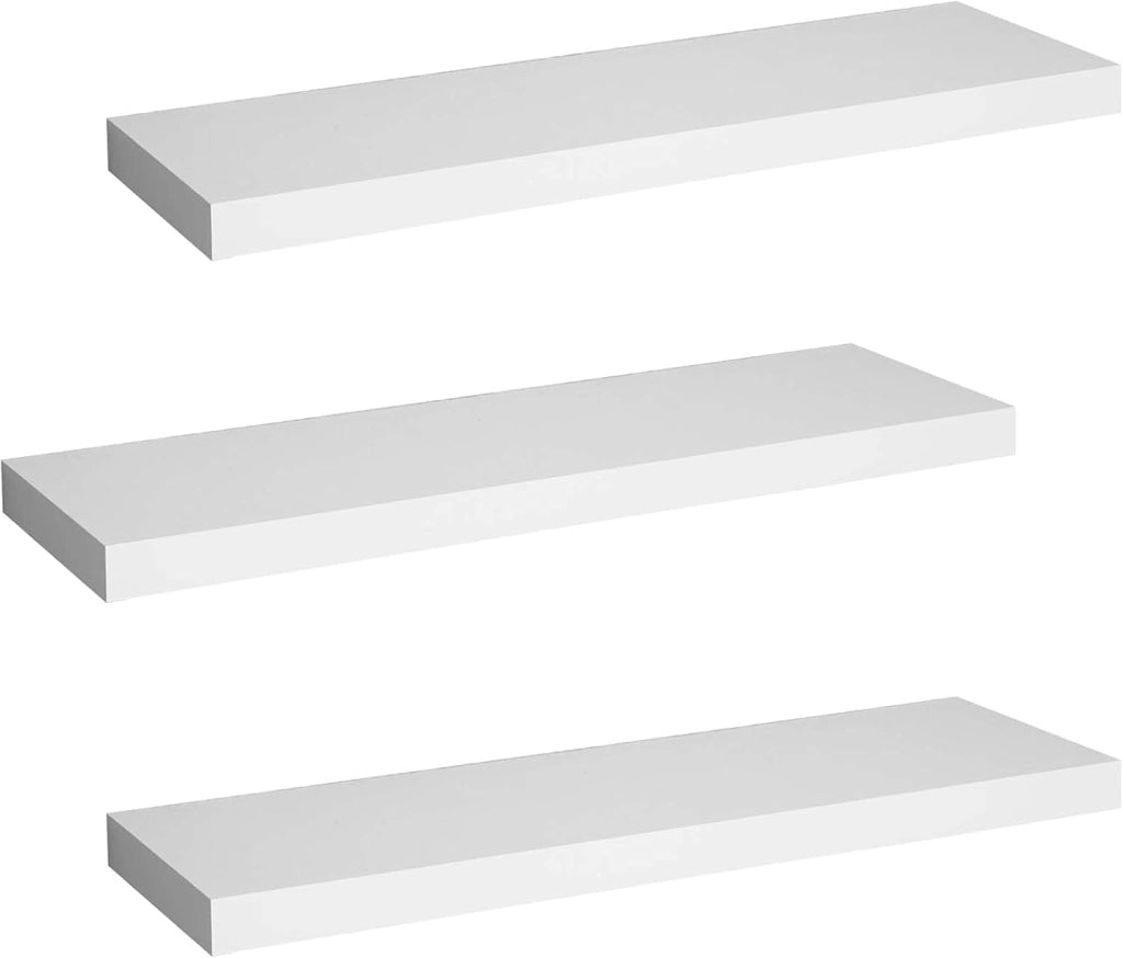 Mensole da Muro Scaffale a Parete Decorazione per Cameretta Ufficio Libreria Porta CD/DVD Legno Bianco 60cm 3 Pezzi RG9319ws-3