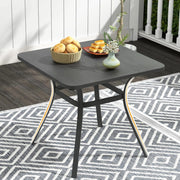 Tavolo da pranzo per balcone, 80 x 80 x 73 cm, tavolo da bistrot quadrato in metallo per 4 persone, con 4 gambe curve, tavolo da esterno per giardino, patio, nero