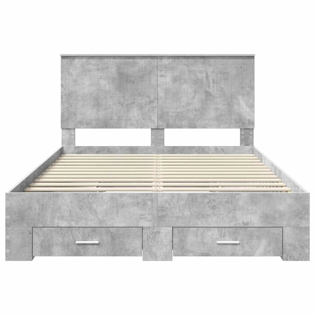 Struttura del letto con testiera Grigio cemento 135 x 190 cm