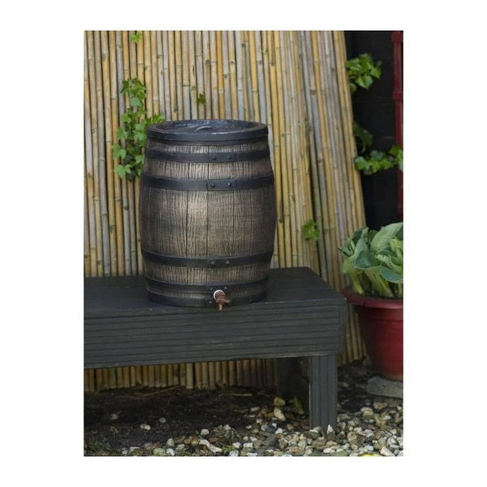 Raccoglitore d'acqua a forma di botte - NATURE - In PE rotostampato - 120 litri - Include accessori