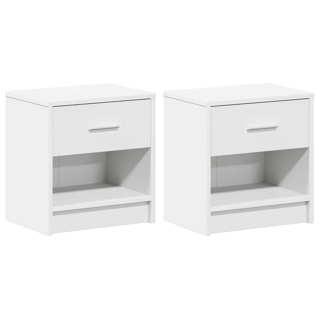 Comodini 2 pz con Cassetto-Set di 2 Tavolino da notte Bianco 39x28x41 cm