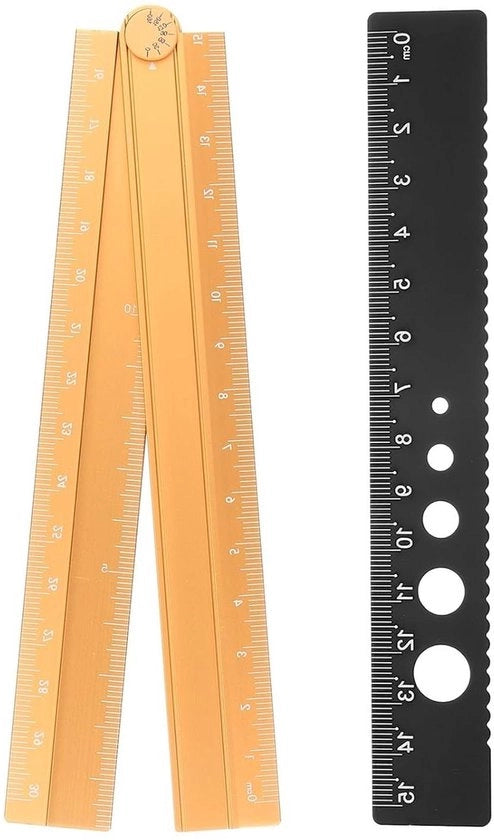 Set di livella pieghevole 30/15 cm con arco di gradi e livella a forma di onda - Lega di alluminio - Utilizzo domestico - Arancione