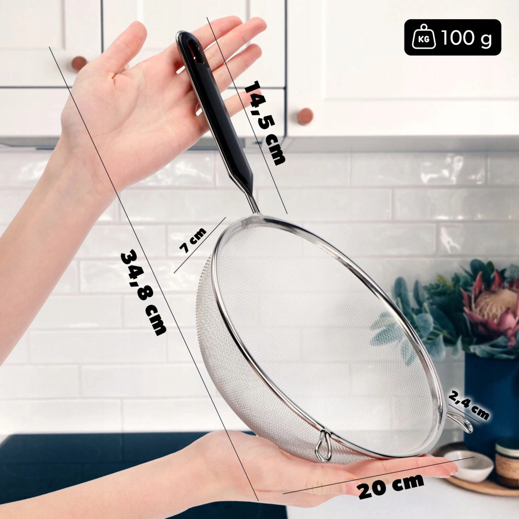 Colino da cucina KADAX con manico in acciaio per setacciare la farina, denso, 20 cm