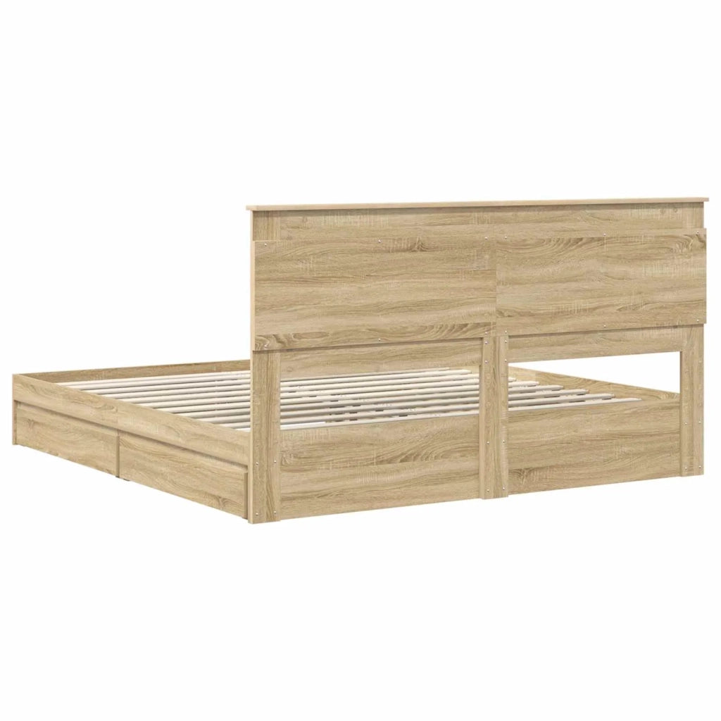 Letto con Contenitore con testiera Rovere Sonoma 180 x 200 cm