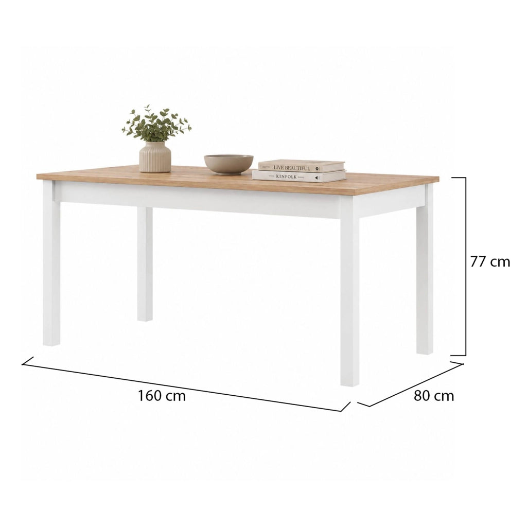 Senn, Tavolo Fisso 8 Posti, 160x80x77h cm Marrone Rovere Nodi