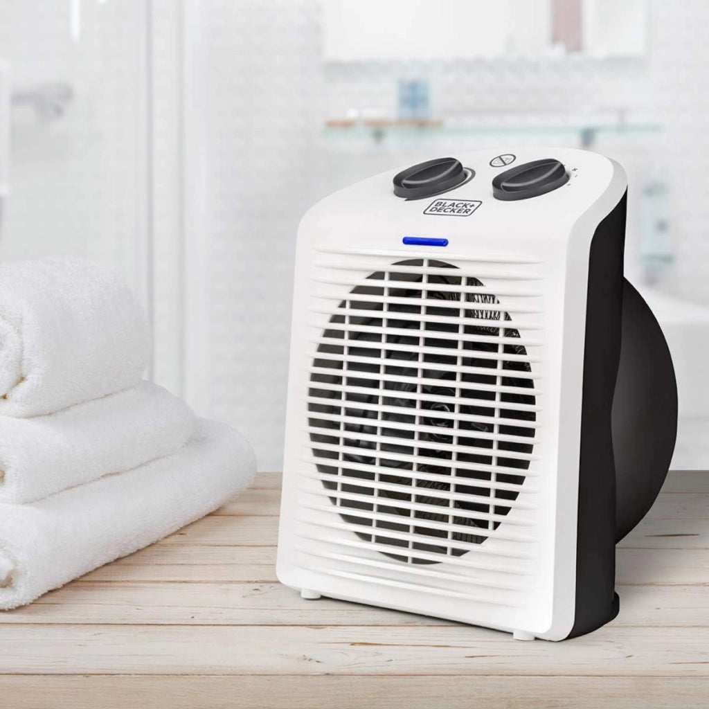 Black + decker bxsh2000e - termoventilatore adatto per bagni. ip21. 2 intensità + ventilatore. 1000w/2000w. compatto. termostato. protezione antisurriscaldamento. sistema antiribaltamento. con maniglia