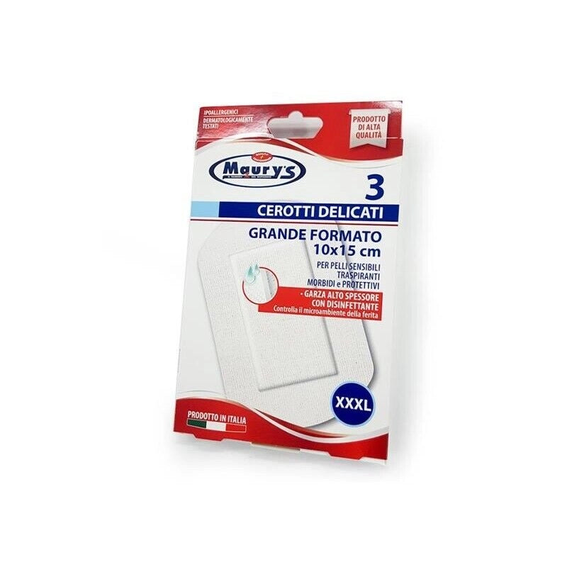 MAURY'S SET CEROTTI DELICATI IN TNT GRANDE FORMATO 10 X 15 CM CON DISINFETTANTE
