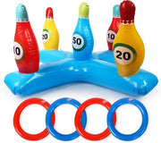 Set di bowling gonfiabile - 57 x 52 cm - Colorato gioco di lancio - Adatto per bambini e adulti - Materiale PVC ecocompatibile - Ideale per feste estive, vacanze in spiaggia e giochi in giardino.