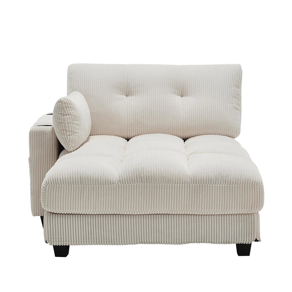 Poltrona Palm - Xylo - Cuscini rigati, portaoggetti, reclinabile, beige