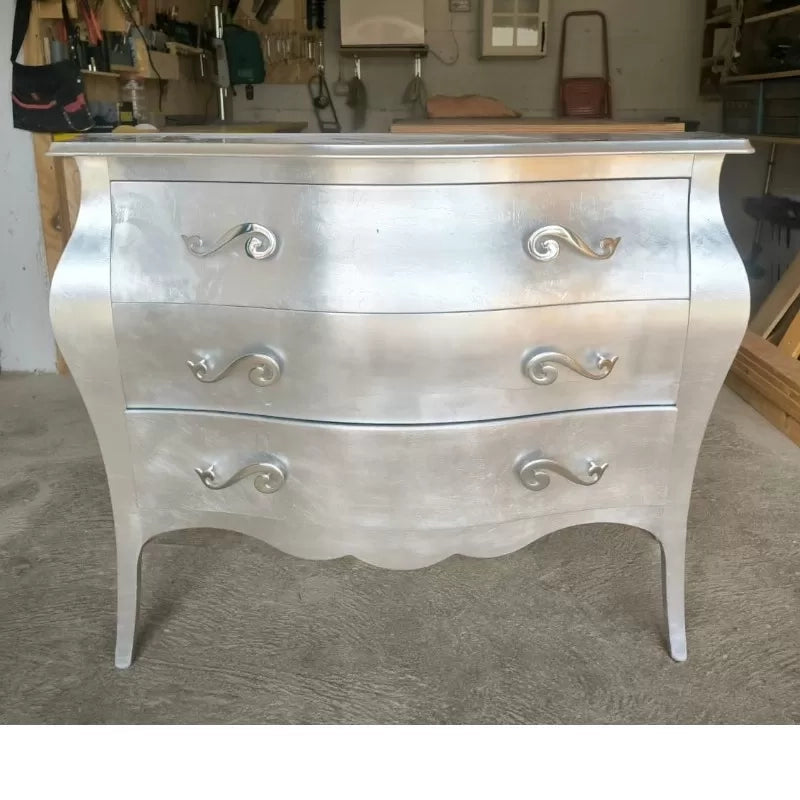 Comò 3 cassetti bombato 116*45*85 argento (1914) - Mobili 2G