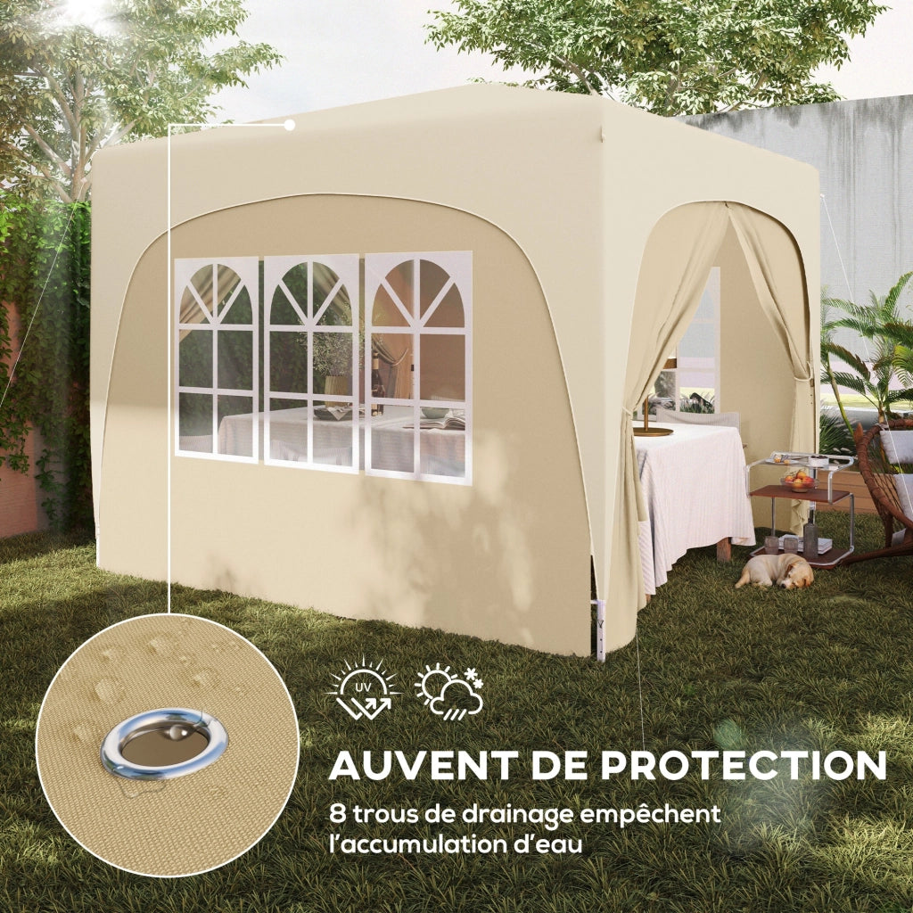 Tendone da Giardino Pieghevole 3x3m con Finestre e Borsa Sabbia ¨C zephmum ¨C 300x300x273 cm