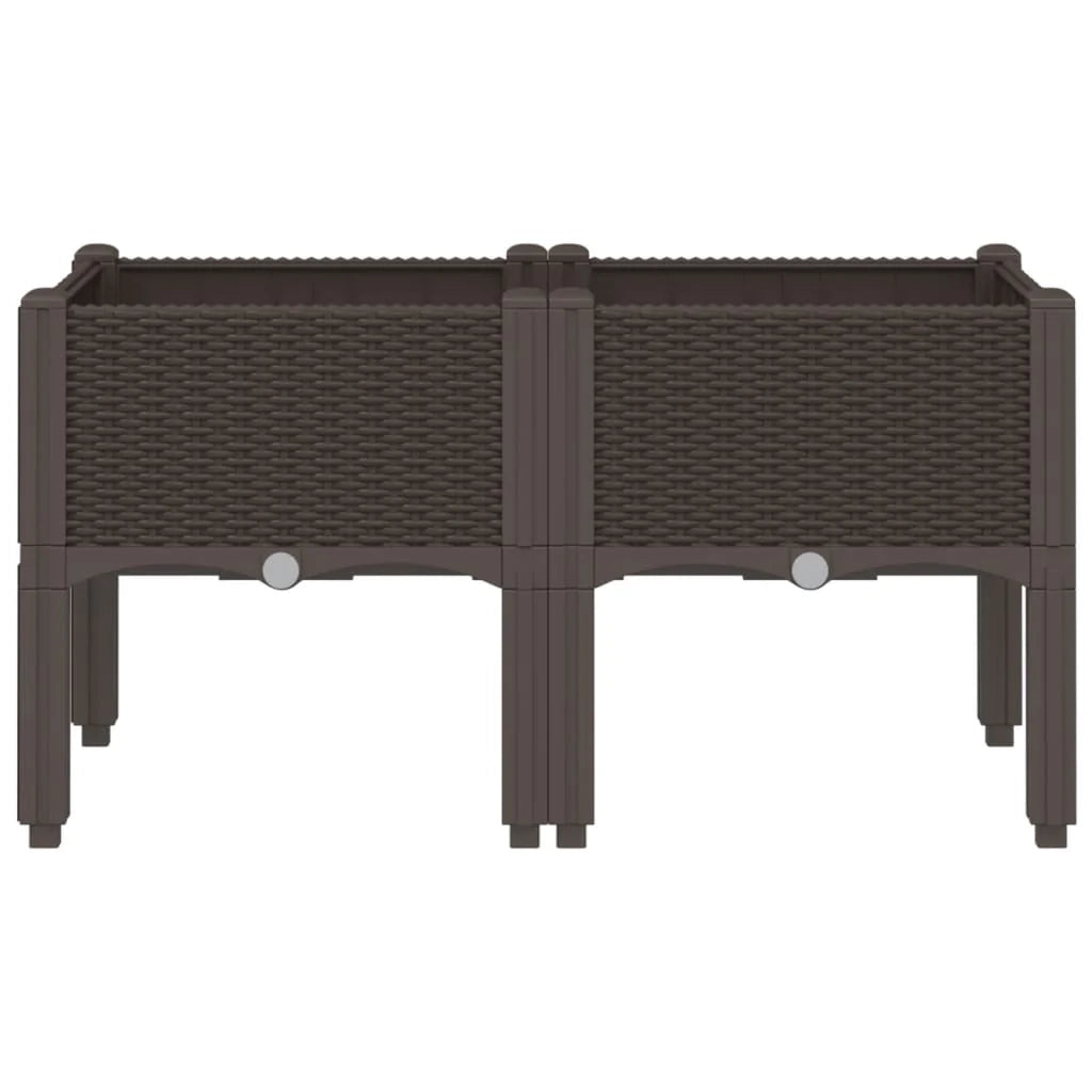 Fioriera rialzata per piante fiori terrazzo giardino con gambe 80 x 40 x 42 cm PP marrone 02_0038170