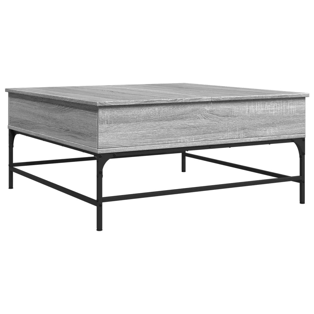 Tavolino-Tavolino da soggiorno-Tavolo Grigio Sonoma 95x95x45 cm Legno Multistrato e Metallo