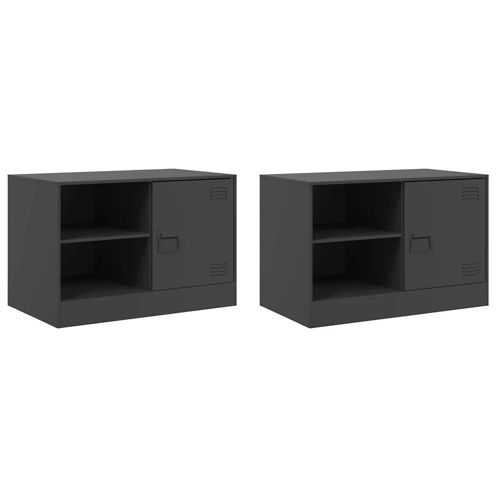 Mobili TV 2 pz | Armadietto TV | Mobile Porta TV Neri 67x39x44 cm in Acciaio
