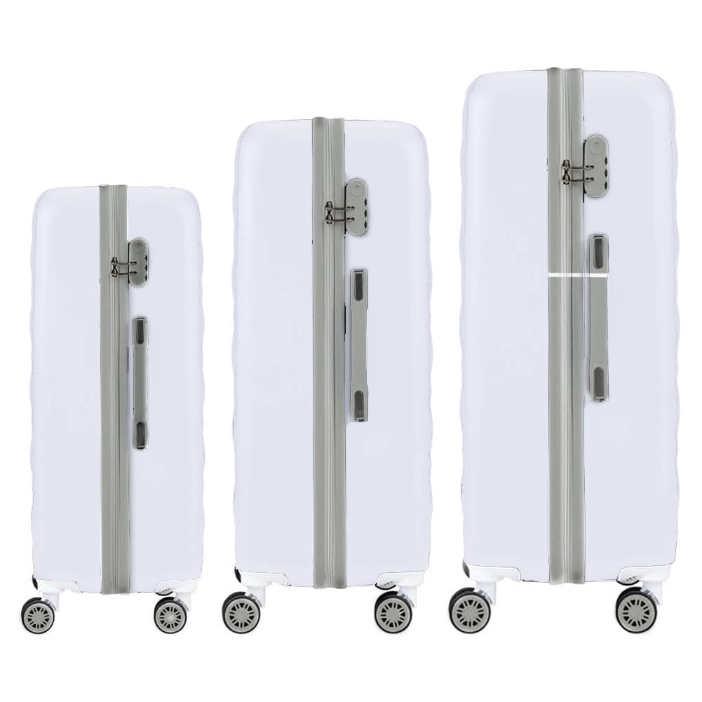 Set 3 Valigie Rigide Effetto Matelassé con Ruote Easy Roll Trolley Bagaglio da Viaggio Bianco e Grigio