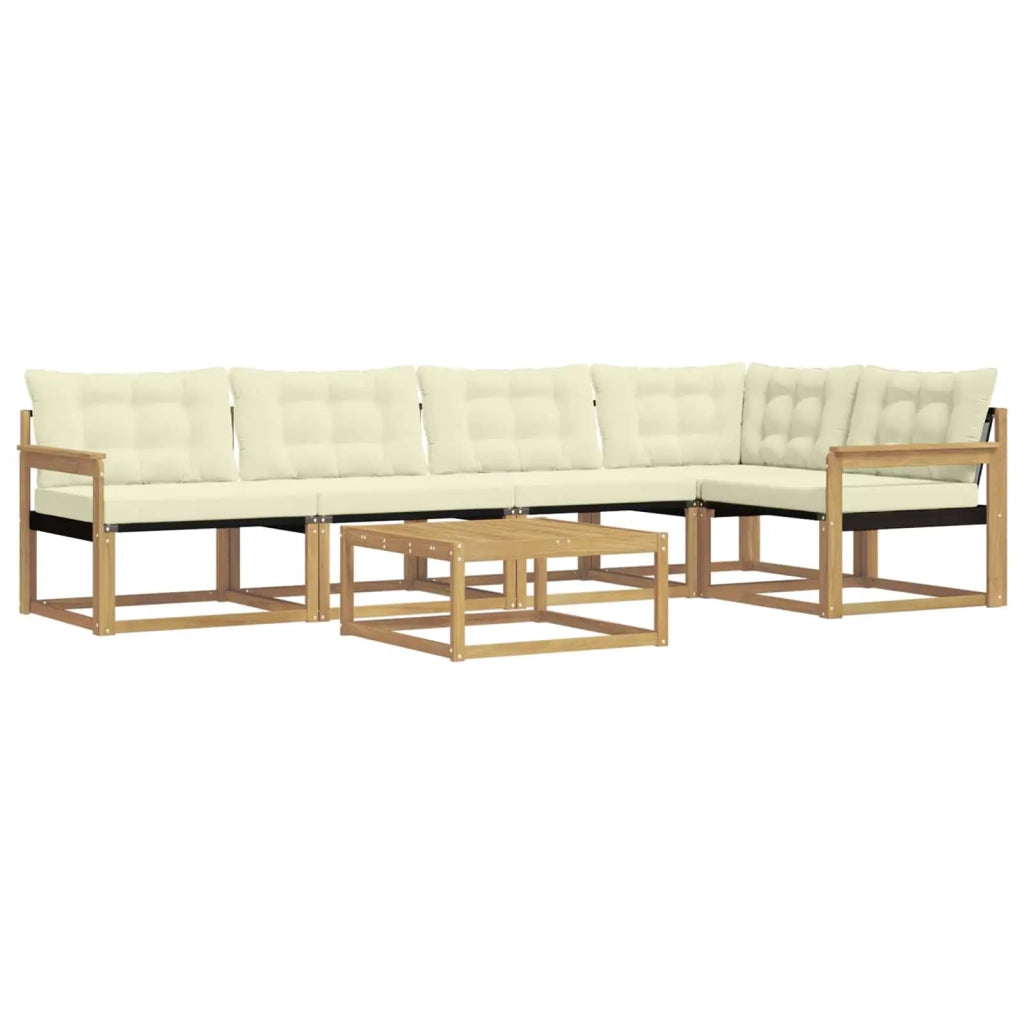 Set di divani da esterno 6 pcs Bianco e Crema 79 x 79 x 37 cm