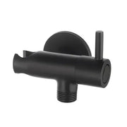 Supporto doccia nero opaco design tondo con rubinetto da arresto