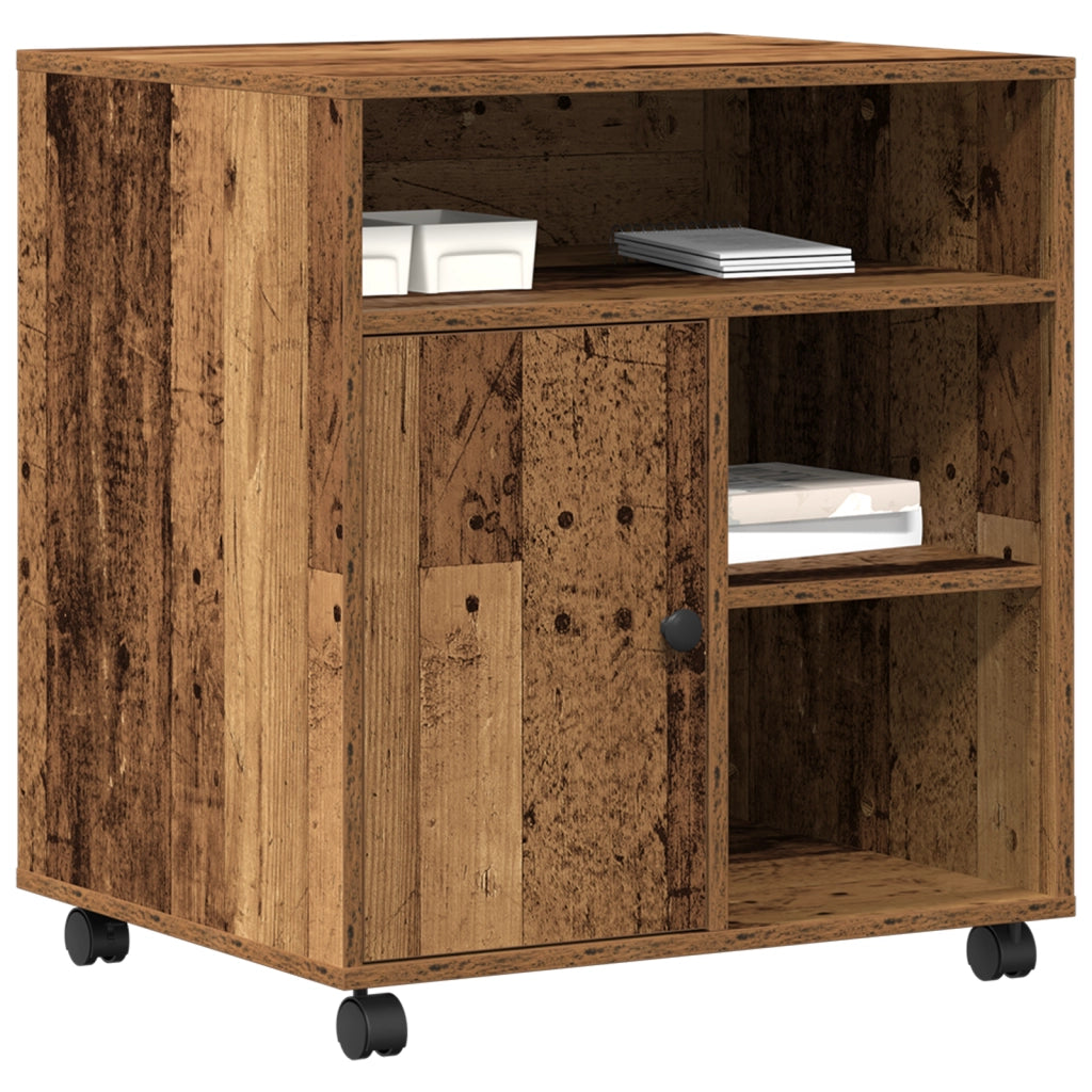 Supporto per Stampante con Ruote Legno Vecchio 60x50x67 cm